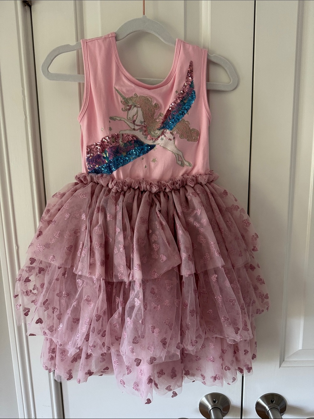Lola + The Boys Pink Unicorn Sequin Tulle Dress